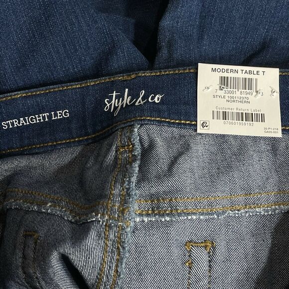Style & Co SZ 12 Jeans Straight Leg Stretch Mid-Rise 5-Pocket Medium Wash Blue - Picture 6 of 8